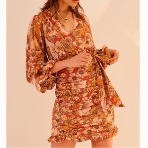Free People under wraps floral ruched dress